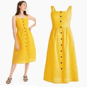 NWOT J.Crew Colette Classic Button Front Eyelet Midi Sundress